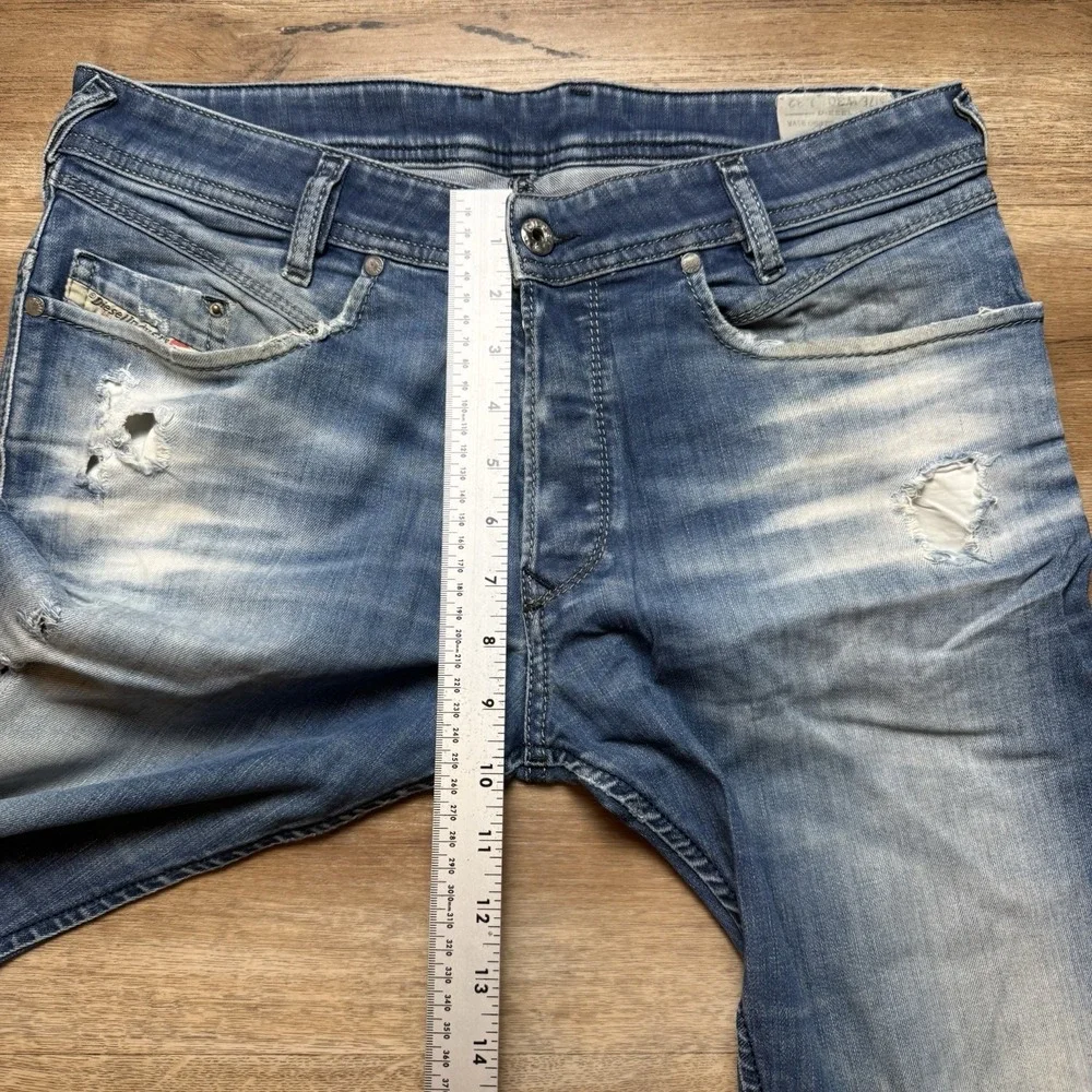 Diesel Iakop Jeans Mens 32x32 Blue Distressed Slim Tapered Stretch Denim 060TP